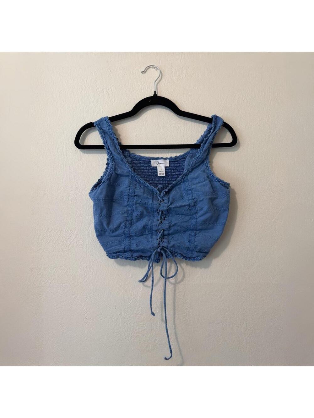 Japna Blue Eyelet Crop Top